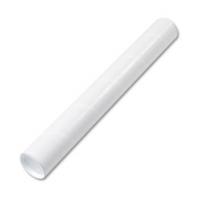 Fiberboard Mailing Tube, Recessed End Plugs, 24 x 3, White, 25/Carton